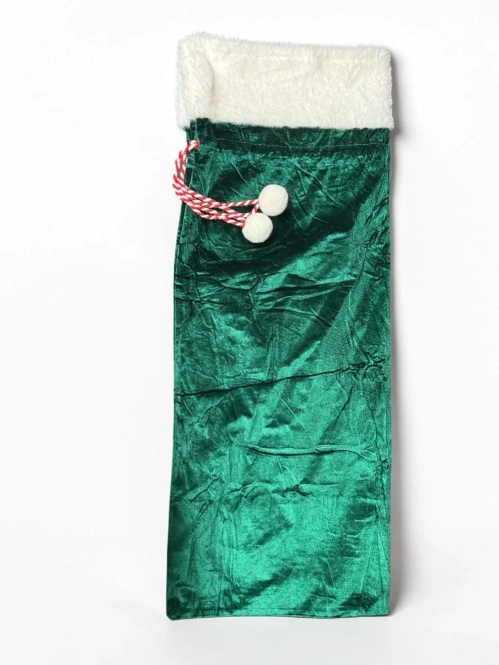 2 Pc Velvet Santa Sack Set Green Christmas Gift Bags Large Drawstring